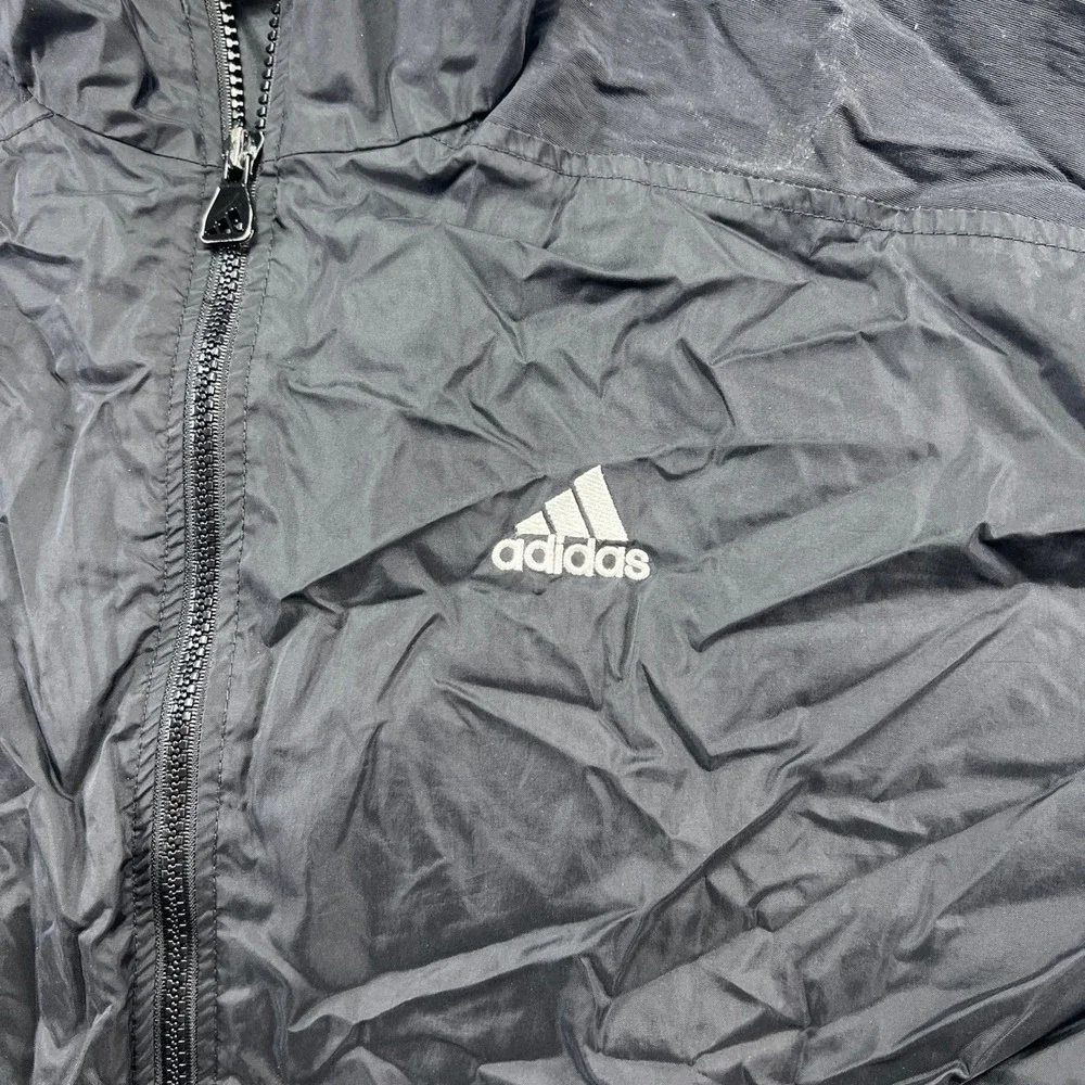 Adidas Windbreaker Jacket Mens XL Black Mock Neck Athleisure Running Full Zip